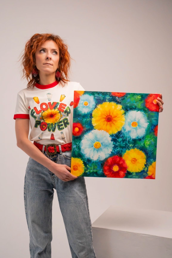 Футболка “Love&Flower power” (белая) фото 2