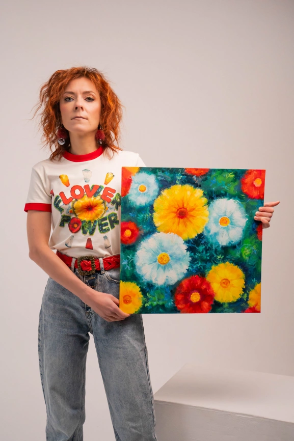 Футболка “Love&Flower power” (белая) фото 1